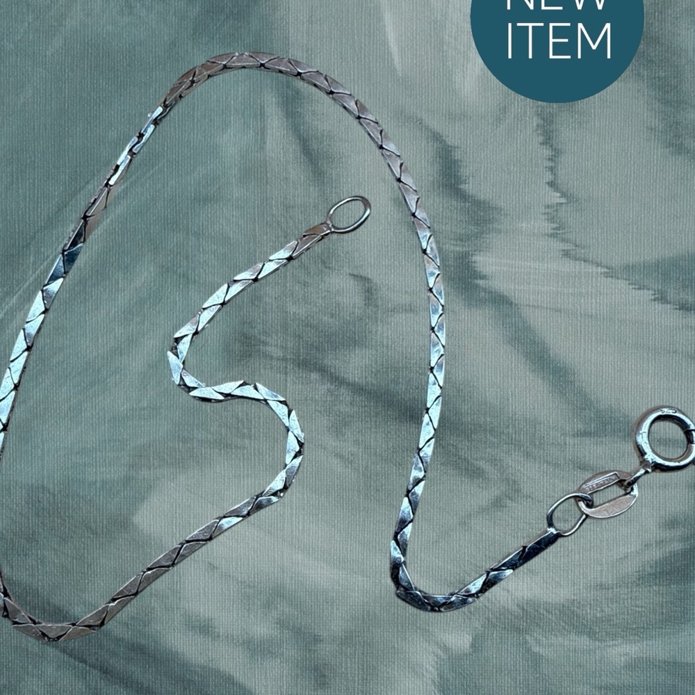 Geometric Snake Skin 8 Inch Stamped 925 Italy Estate Vintage Necklace 2 Mm 56$